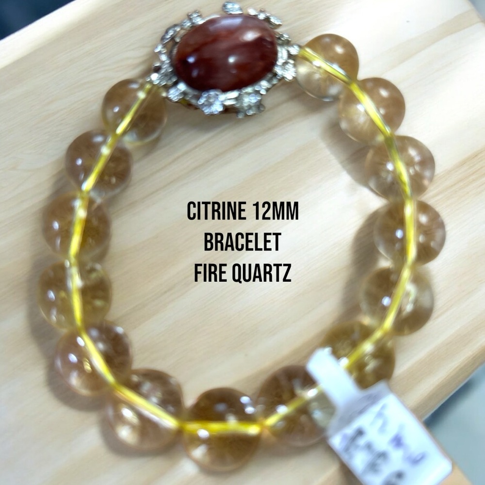0161B Citrine Fire Quartz Bracelet 12mm